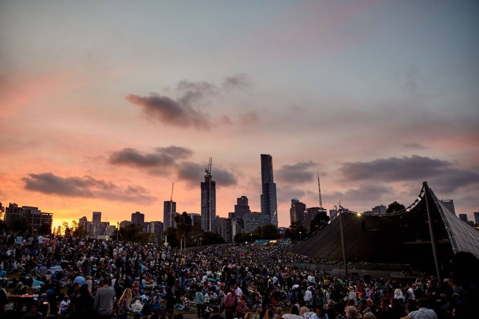 Sidney Myer Music Bowl Crowd Shot At Sunset