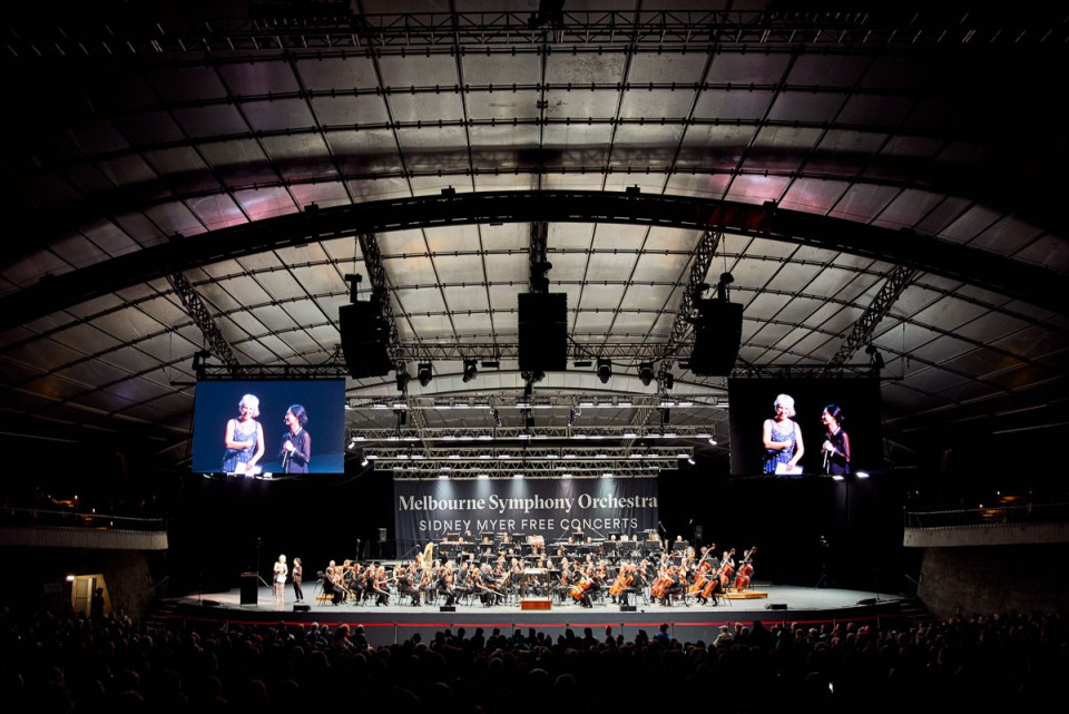 Sidney Myer Music Bowl Stage In Evening