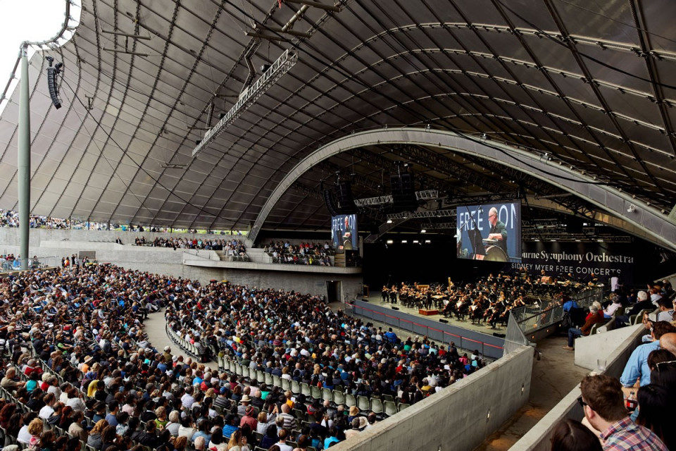 Sidney Myer Music Bowl Stage Wide Shot With Audience